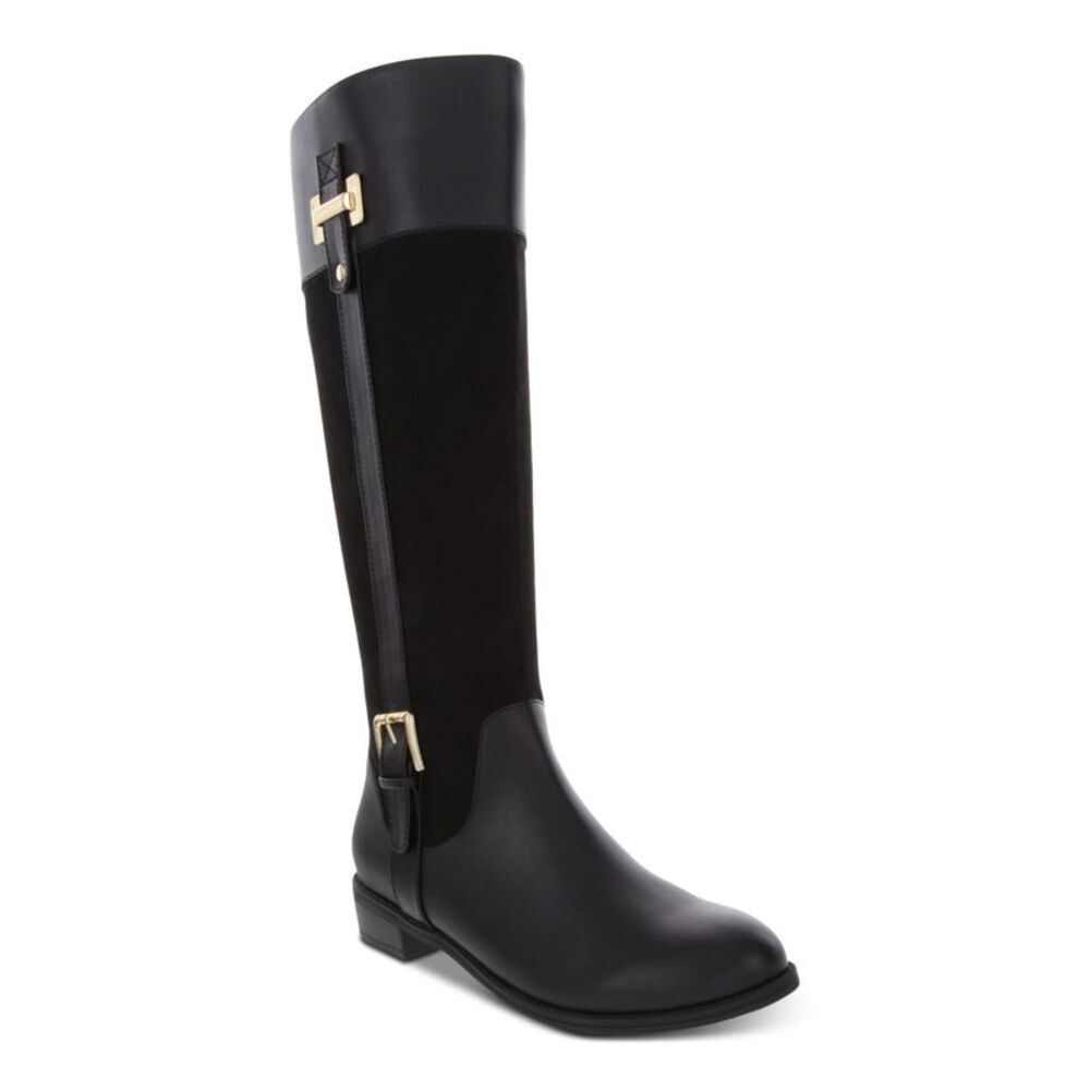KAREN SCOTT Womens Black Cushioned Deliee2 Round Toe Zip-Up Riding Boot 6.5 M